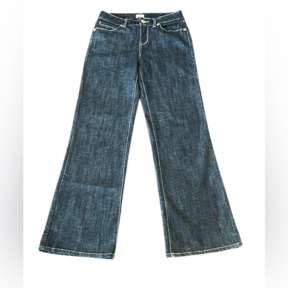Cache Denim - Cache Bootcut Jeans Dark wash Mid rise Gold Accents Womens 6 Y2K Stretchy